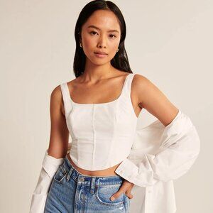 Abercrombie and Fitch woman’s poplin corset cropped tank top Off Shite XXS